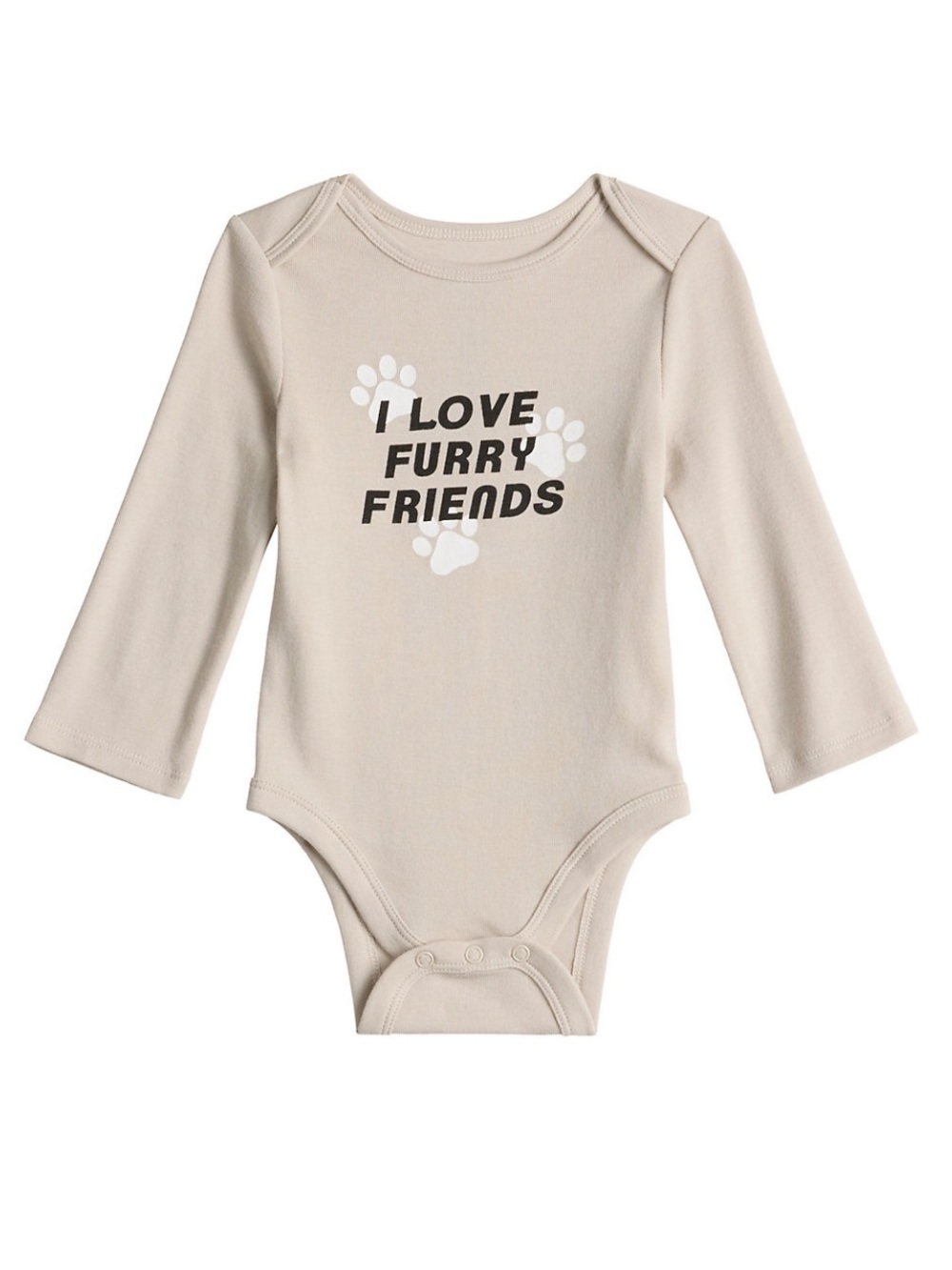 jumping beans Cream Long-Sleeve One-Piece with Paw Graphic 24 mo